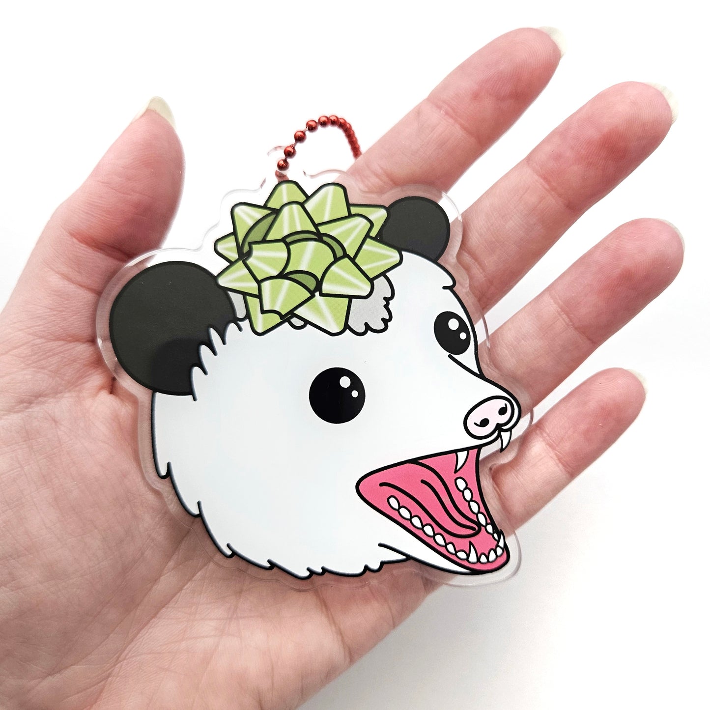 Possum with Bow acrylic ornament
