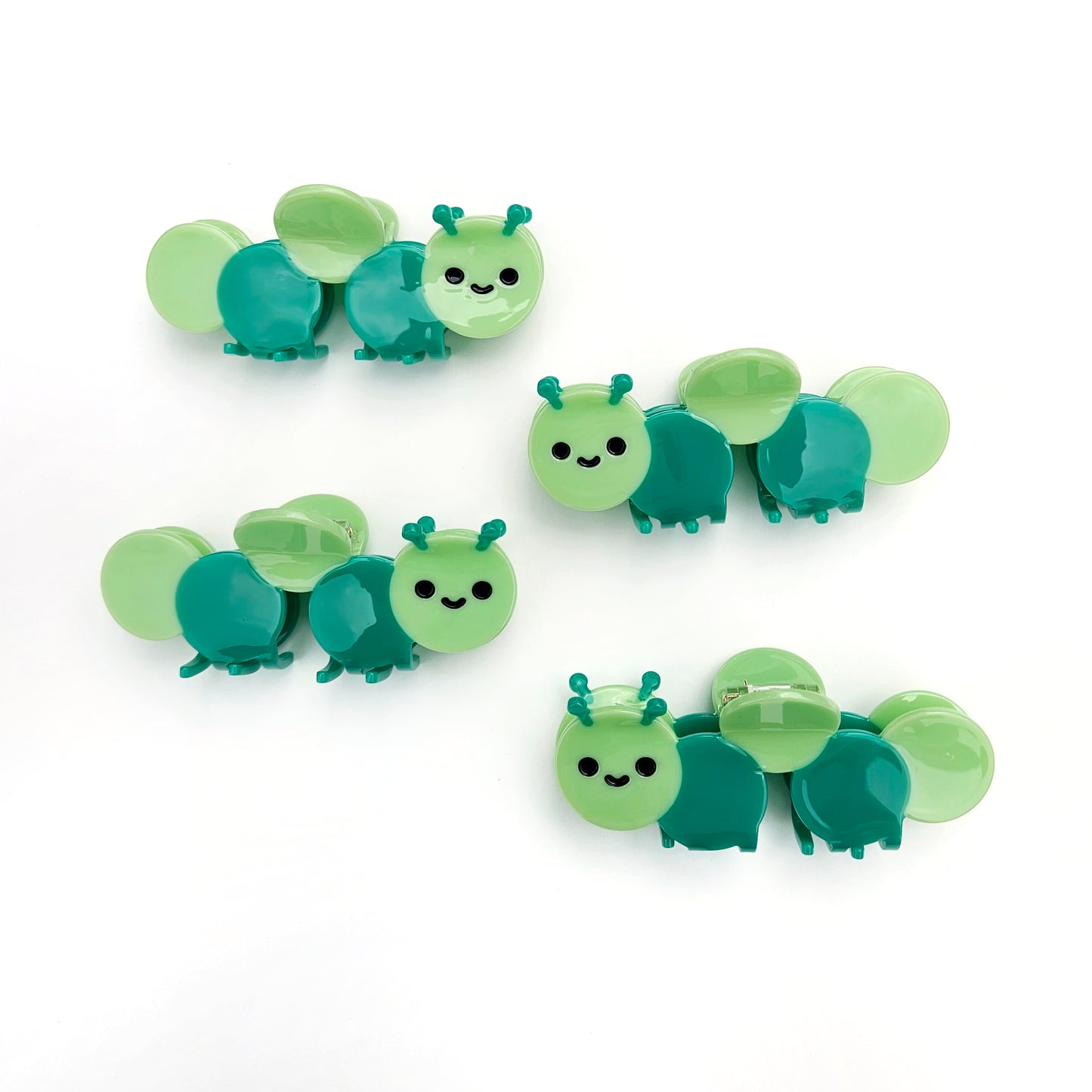 Green Caterpillar hair clip