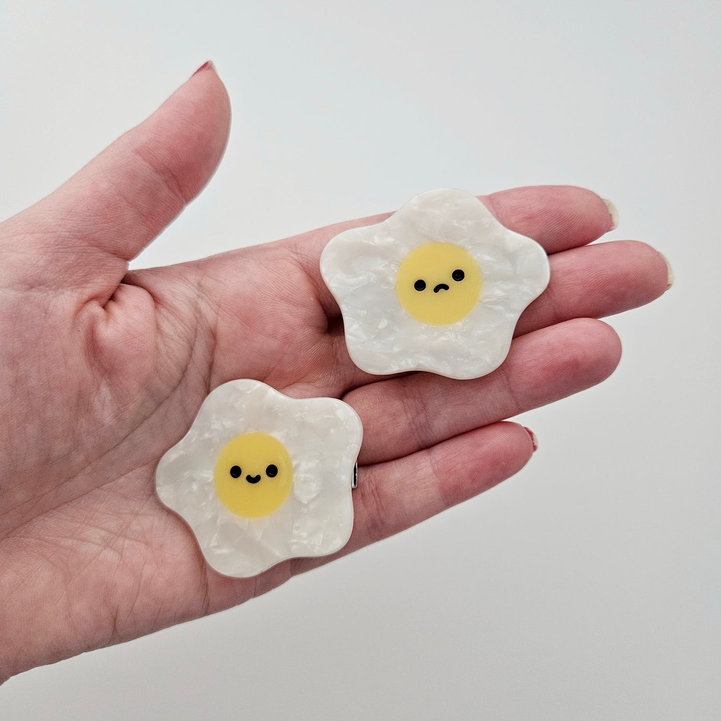 Happy and Sad Egg hair clip set