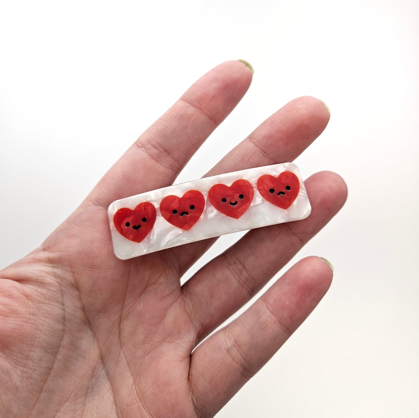 Emotional Hearts hair clip