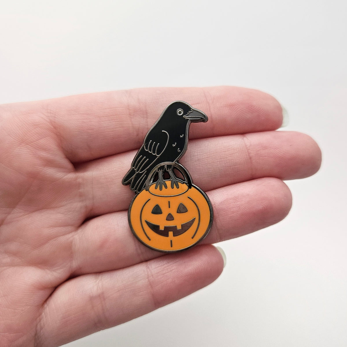 Trick-or-Treat Crow enamel pin // halloween pin
