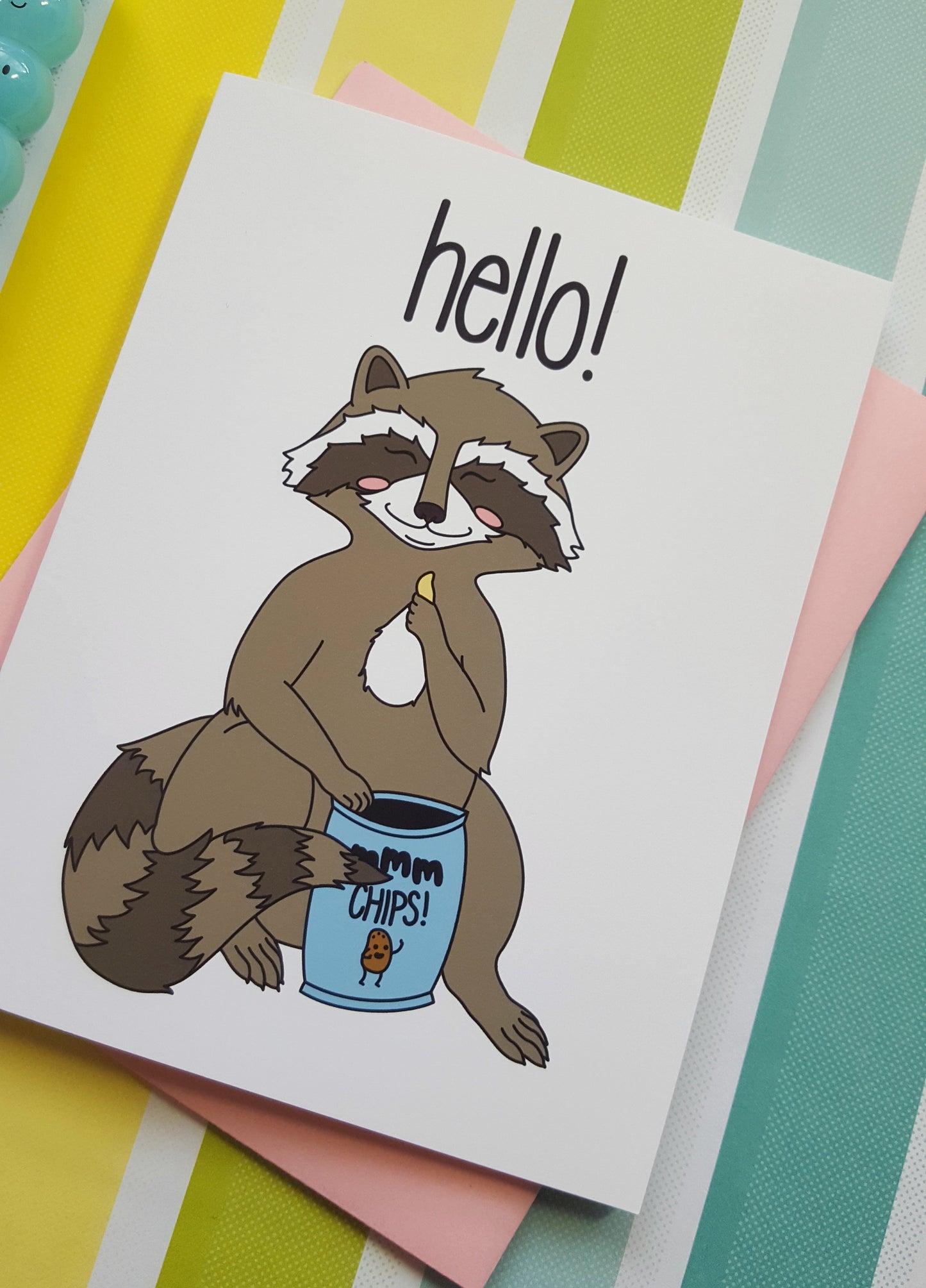 Snackin' Raccoon greeting card