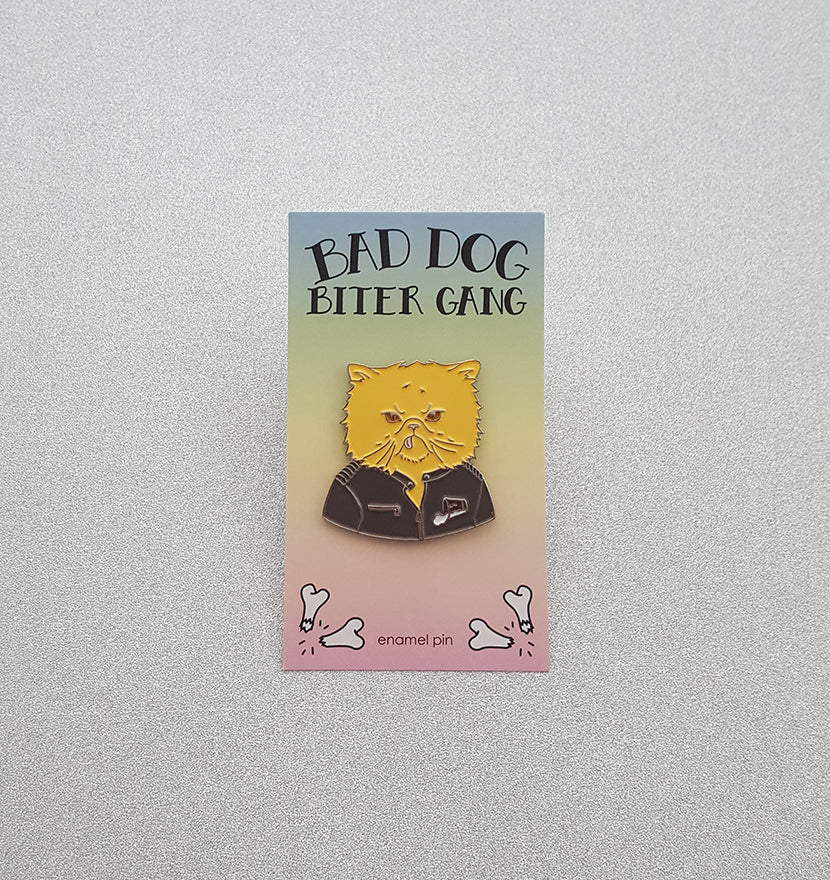 Fluffy Cat enamel pin // Bad Dog Biter Gang