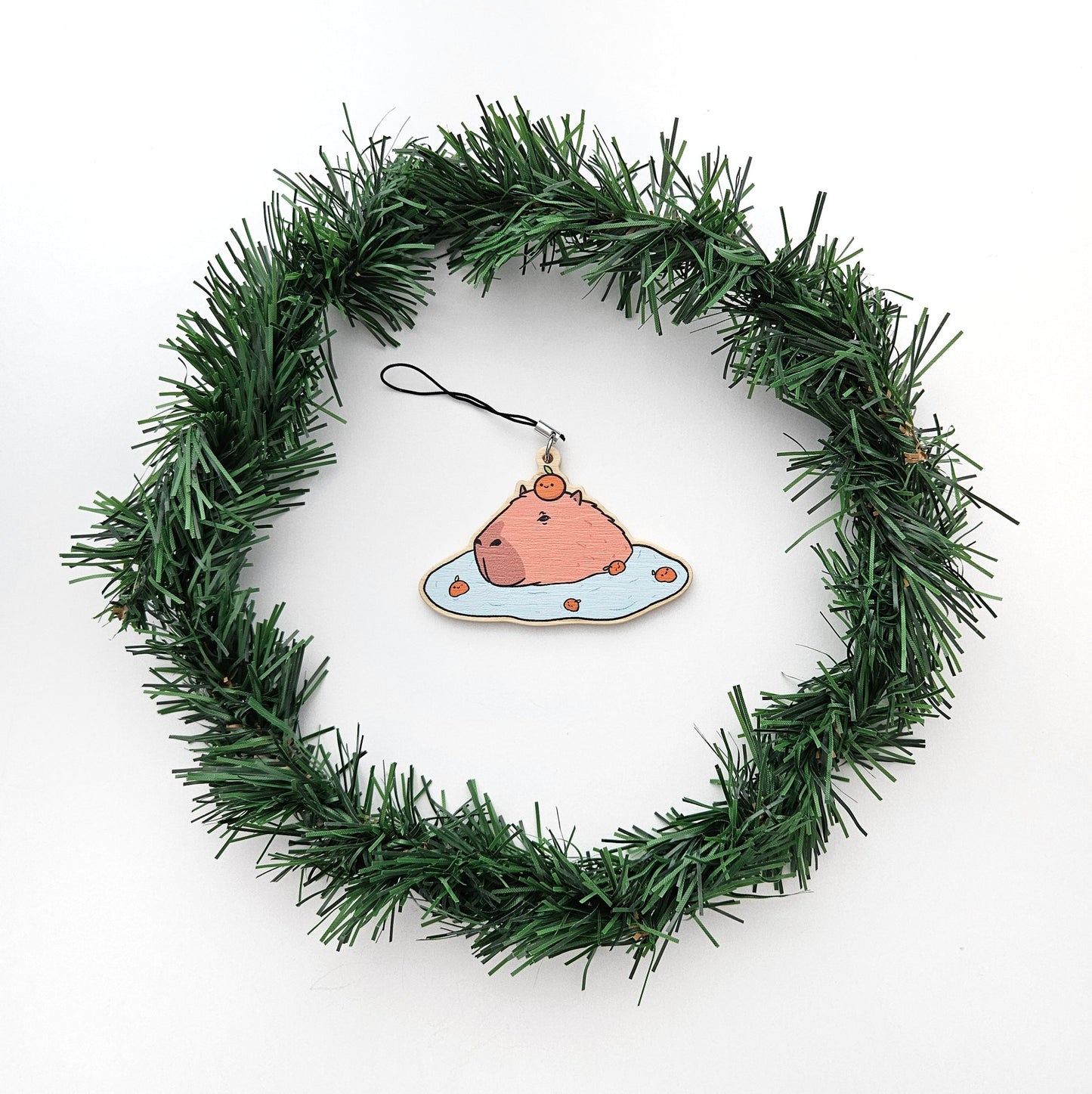 Capybara with Oranges wooden ornament