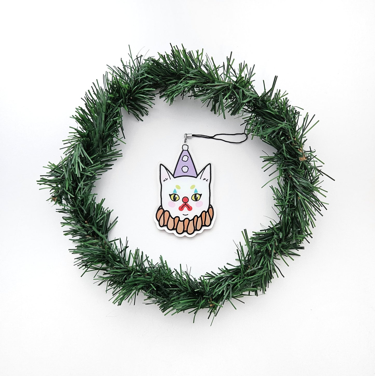 Clown Kitty acrylic ornament