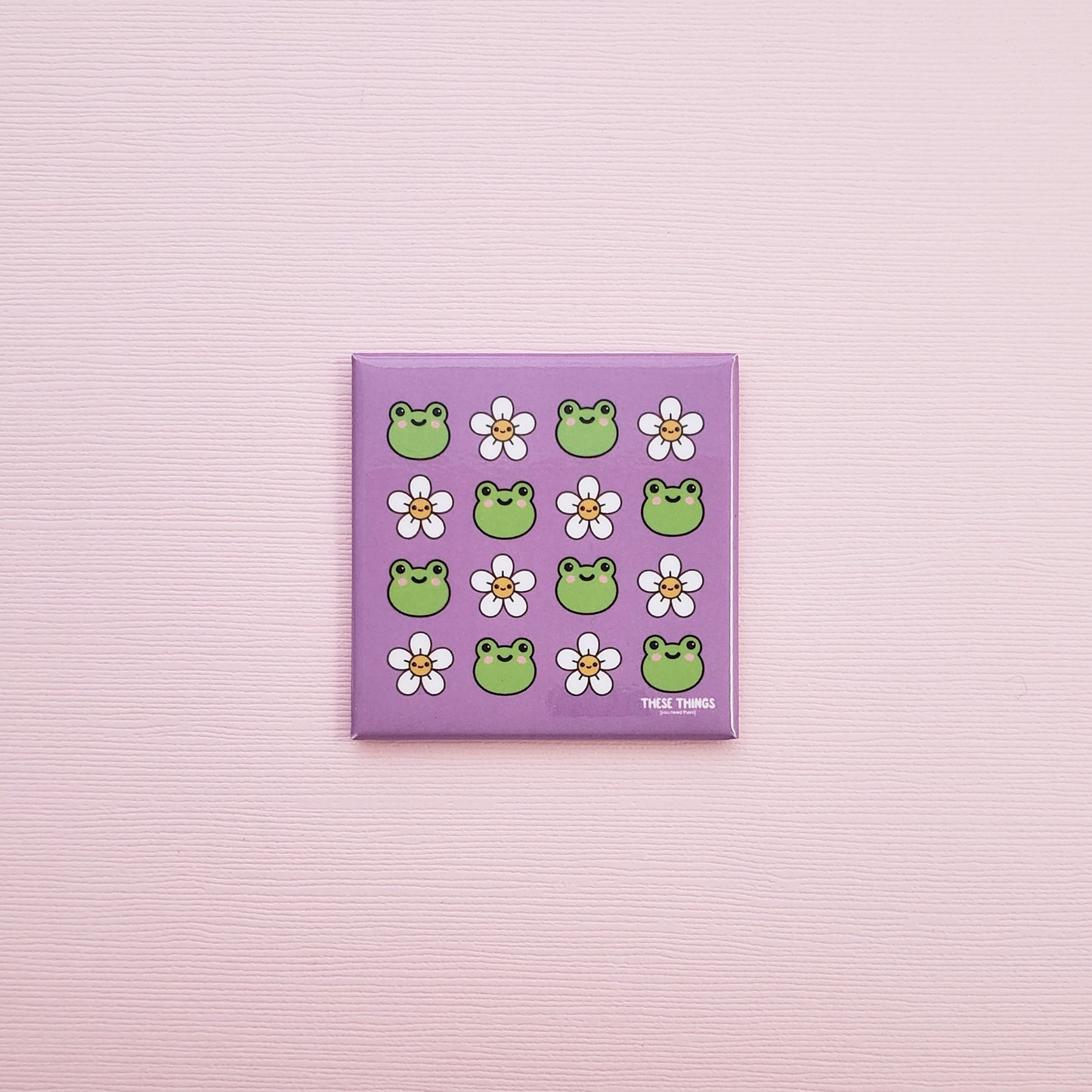 Froggies and Daisies magnet // frog and daisy grid // cute magnet