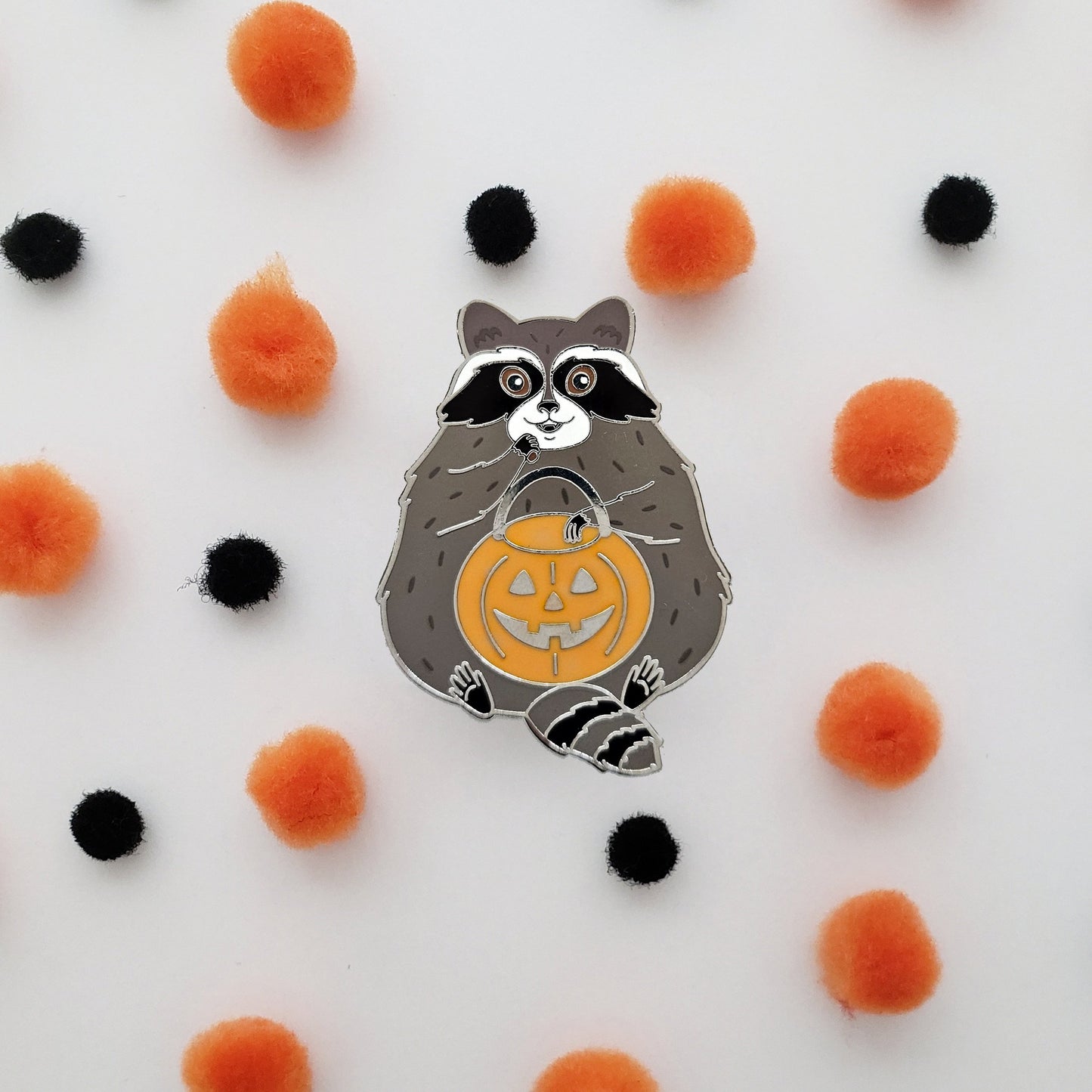 Trick-or-Treat Racoon enamel pin // Halloween pin