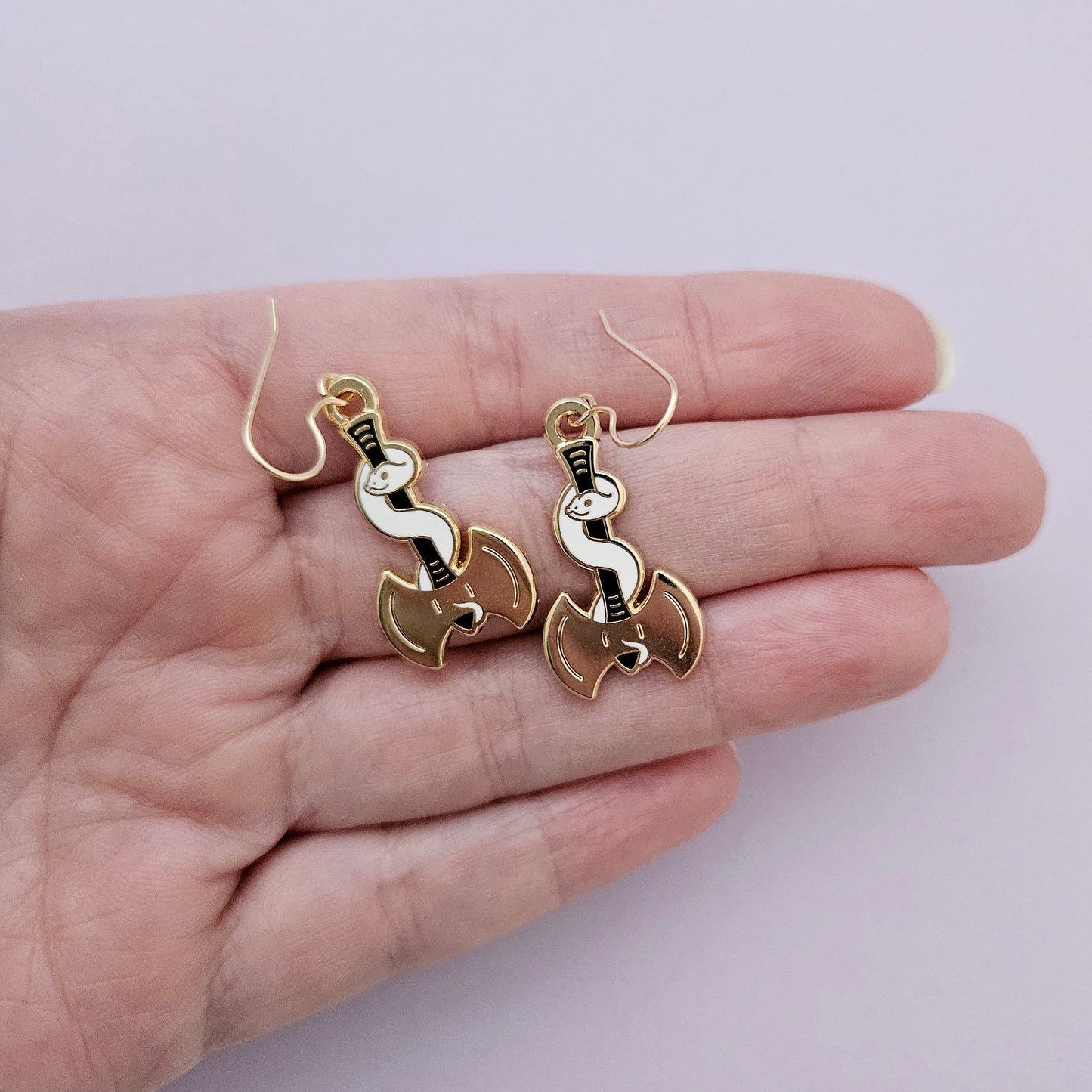 Axe Snake dangle earrings