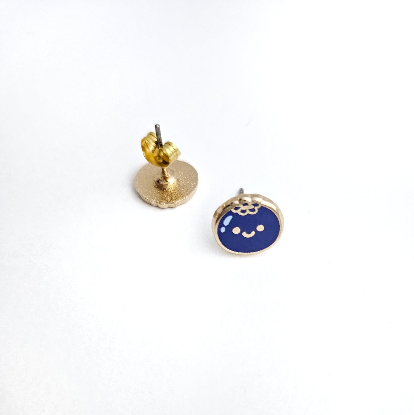 Happy Blueberry Enamel Stud Earrings
