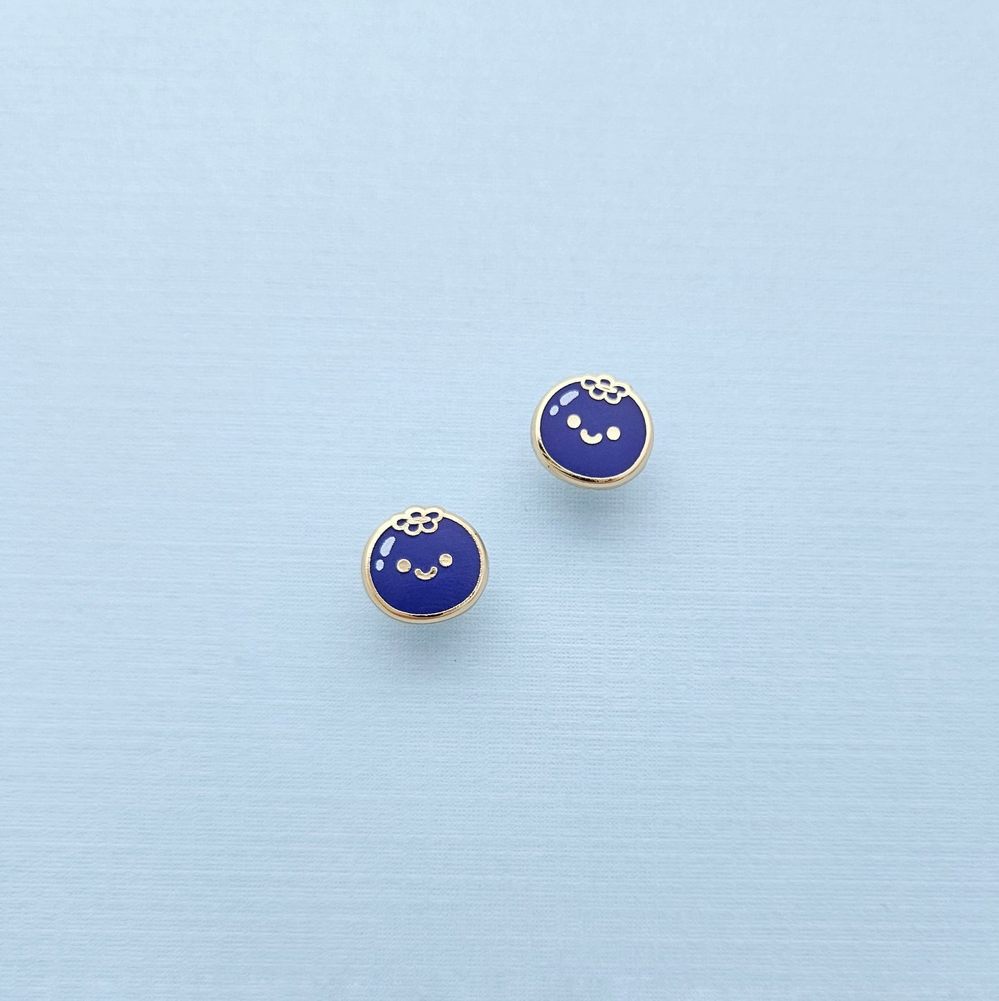Happy Blueberry Enamel Stud Earrings