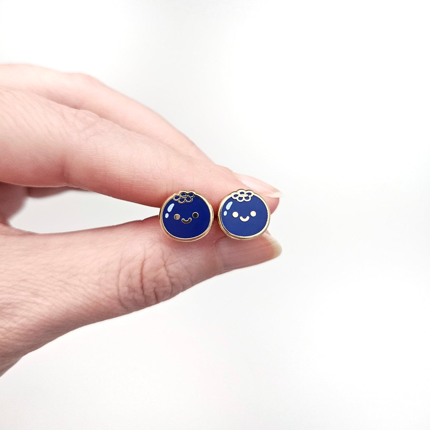 Happy Blueberry Enamel Stud Earrings