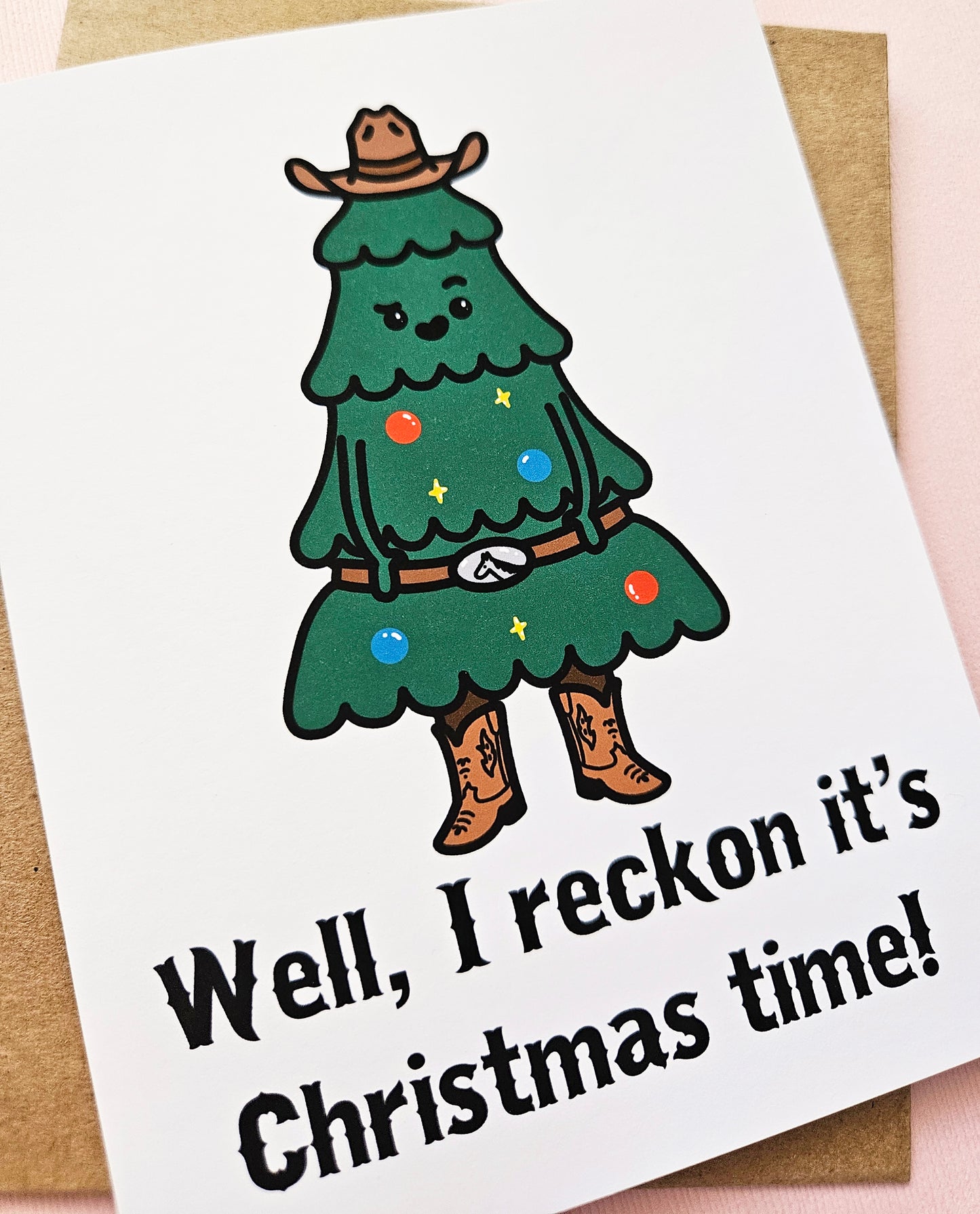Cowboy Christmas Tree greeting card