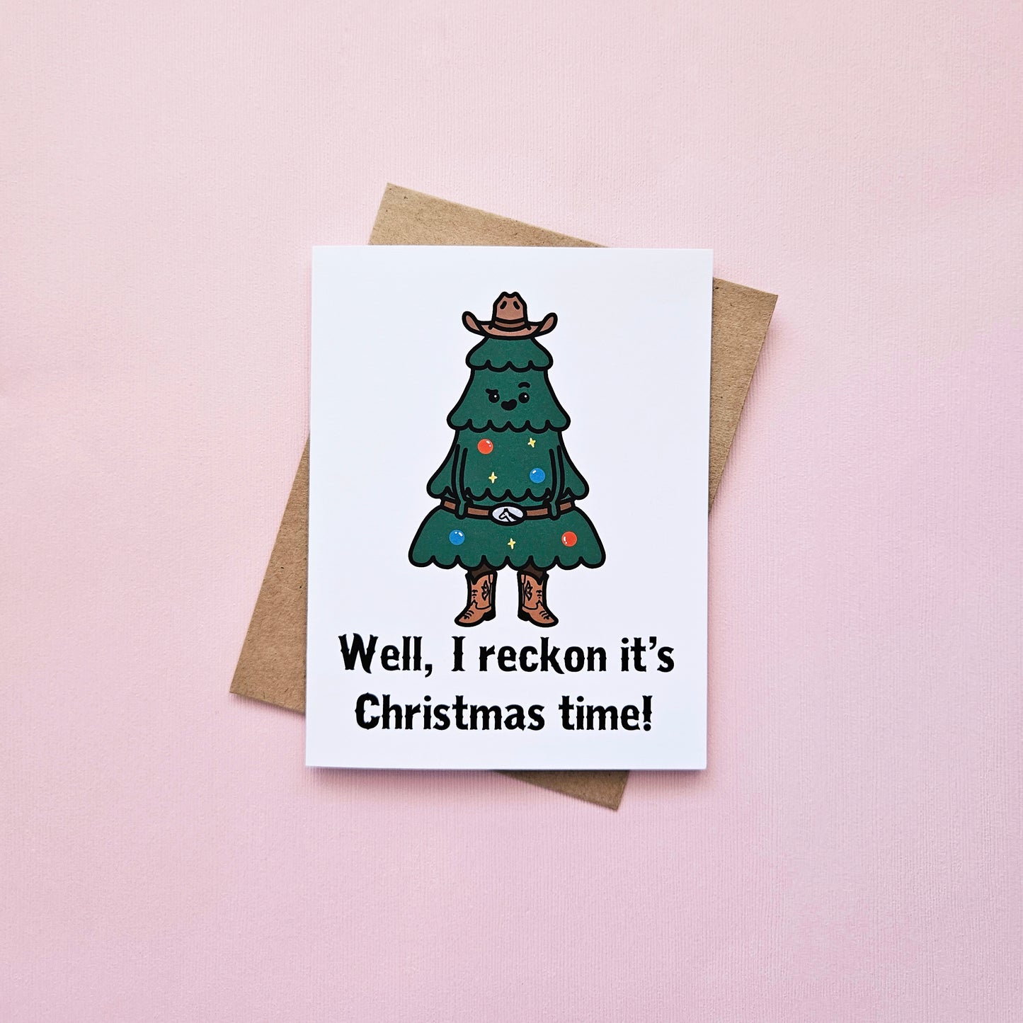 Cowboy Christmas Tree greeting card