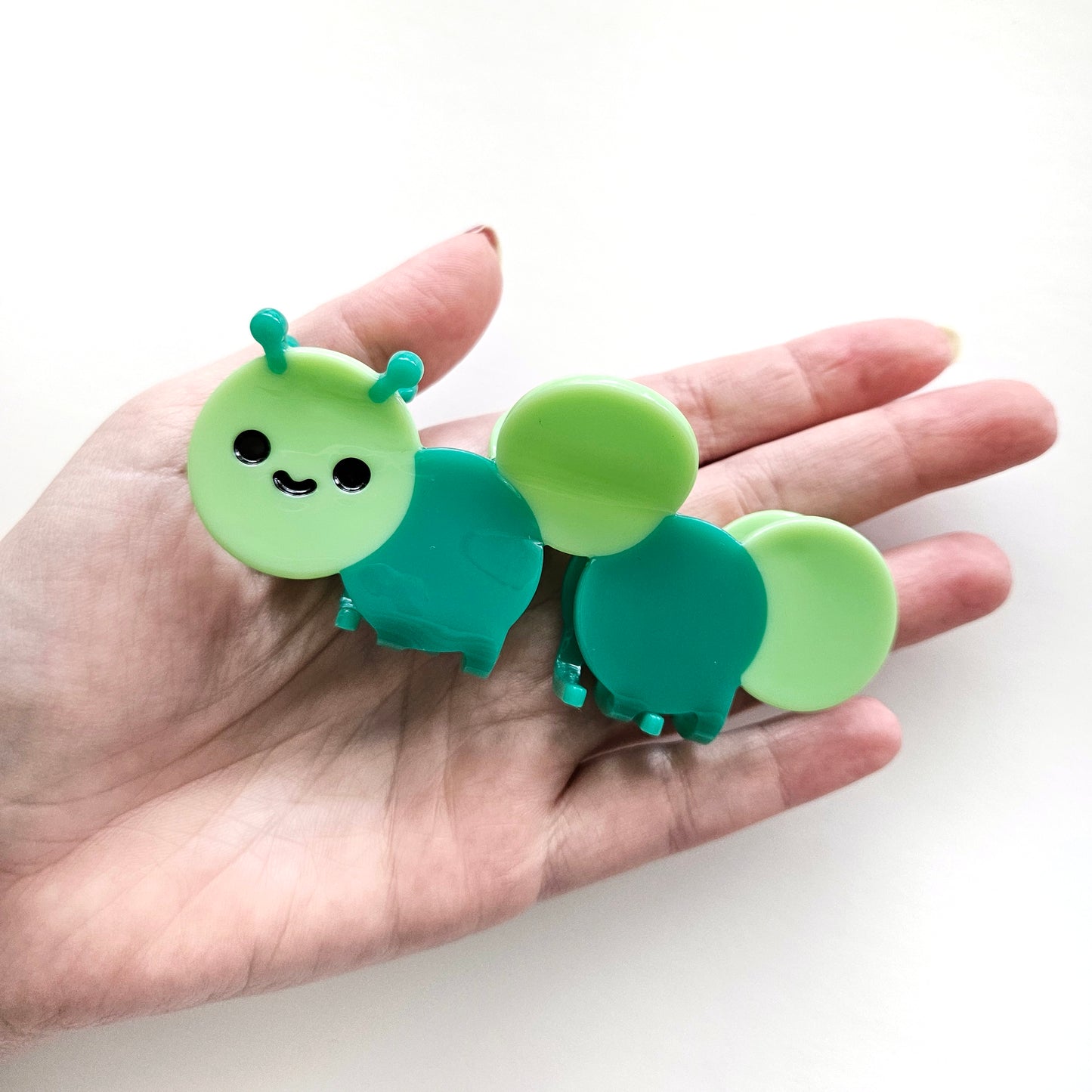 Green Caterpillar hair clip