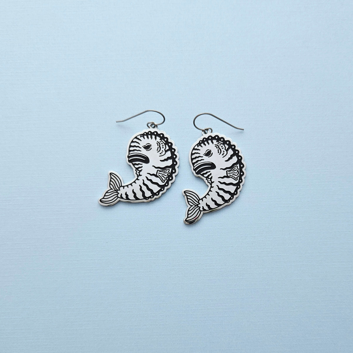 Grumpy Fish stainless steel dangle earrings