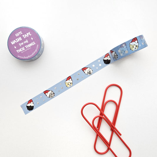 Holiday Kittens silver foil washi tape