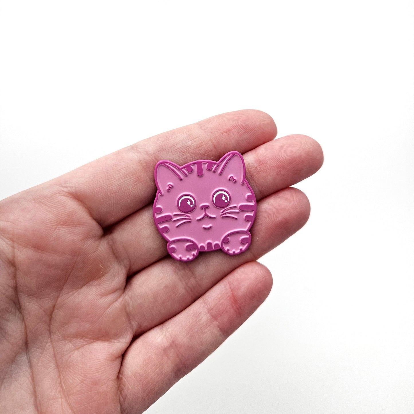Pink Peeking Tabby Cat enamel pin