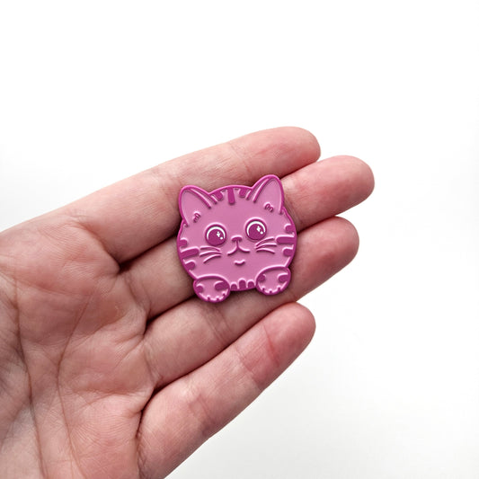 Pink Peeking Tabby Cat enamel pin