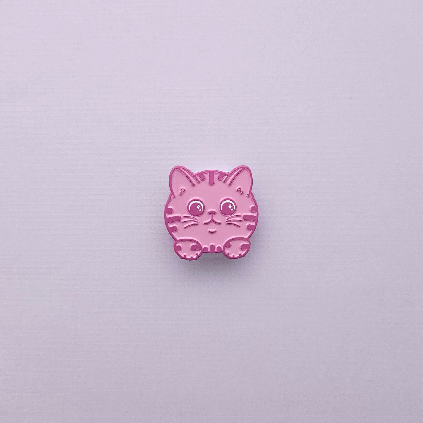 Pink Peeking Tabby Cat enamel pin