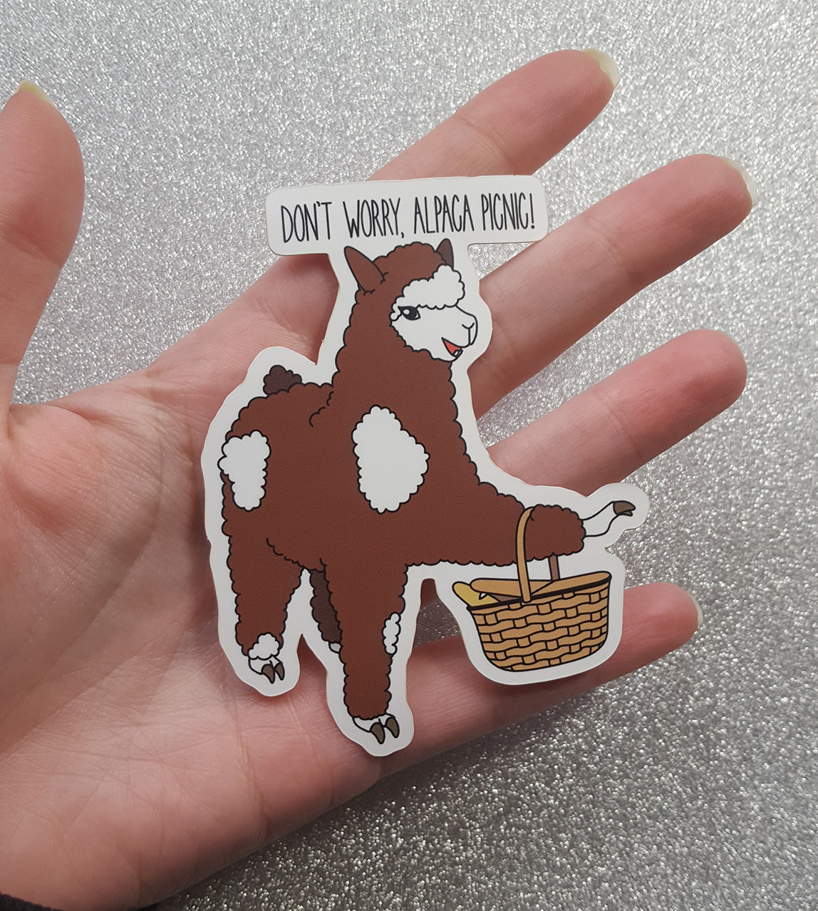 Don't Worry, Alpaca Picnic vinyl sticker