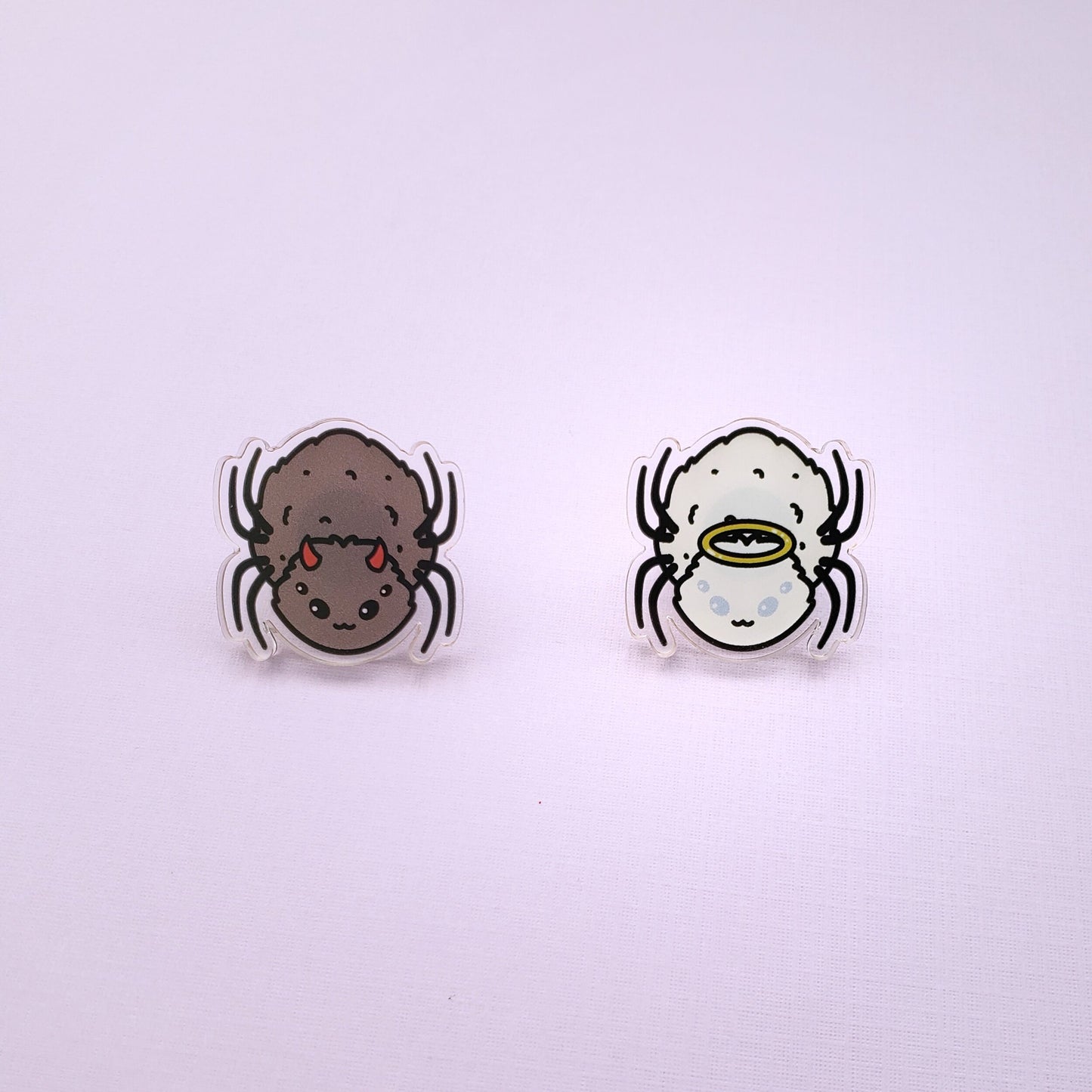 Angel and Devil spider acrylic pin set