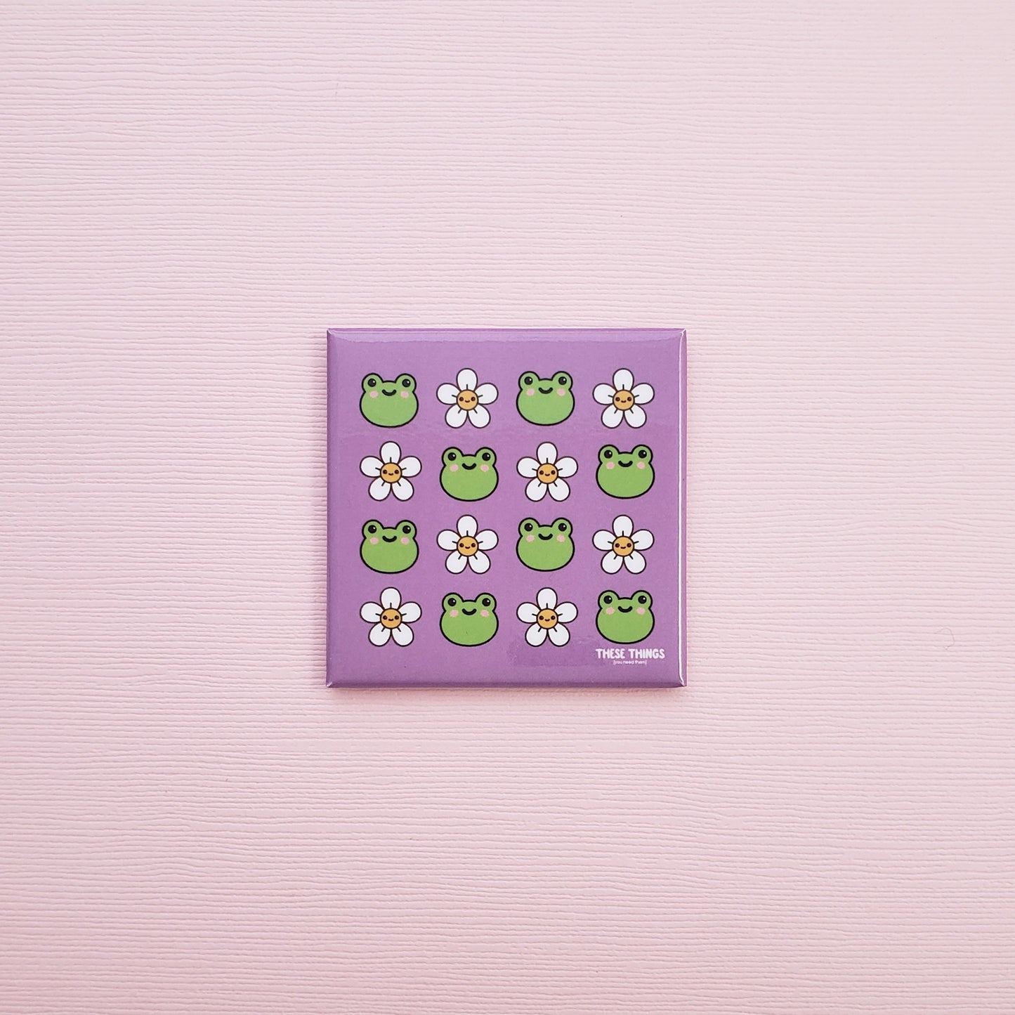 Froggies and Daisies magnet // frog and daisy grid // cute magnet