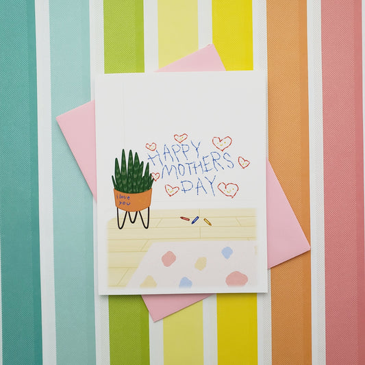 Happy Mother's / Father's day crayon art greeting card