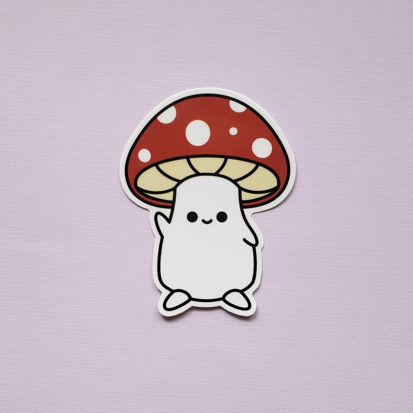 Mushroom Folk Waving vinyl sticker