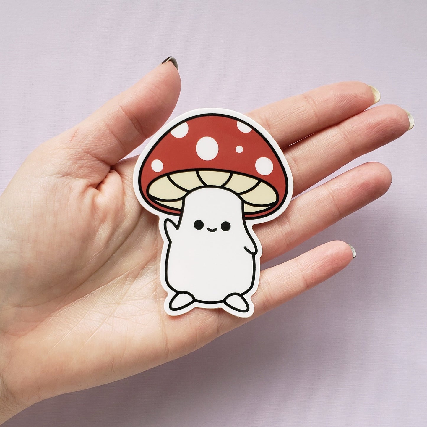 Mushroom Folk Waving vinyl sticker