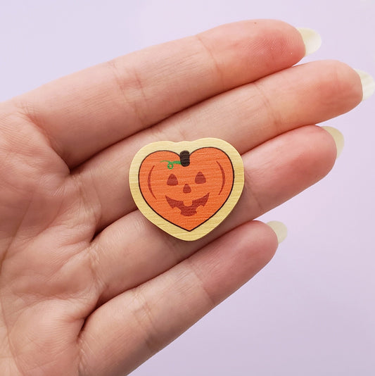 Pumpkin Heart wooden pin