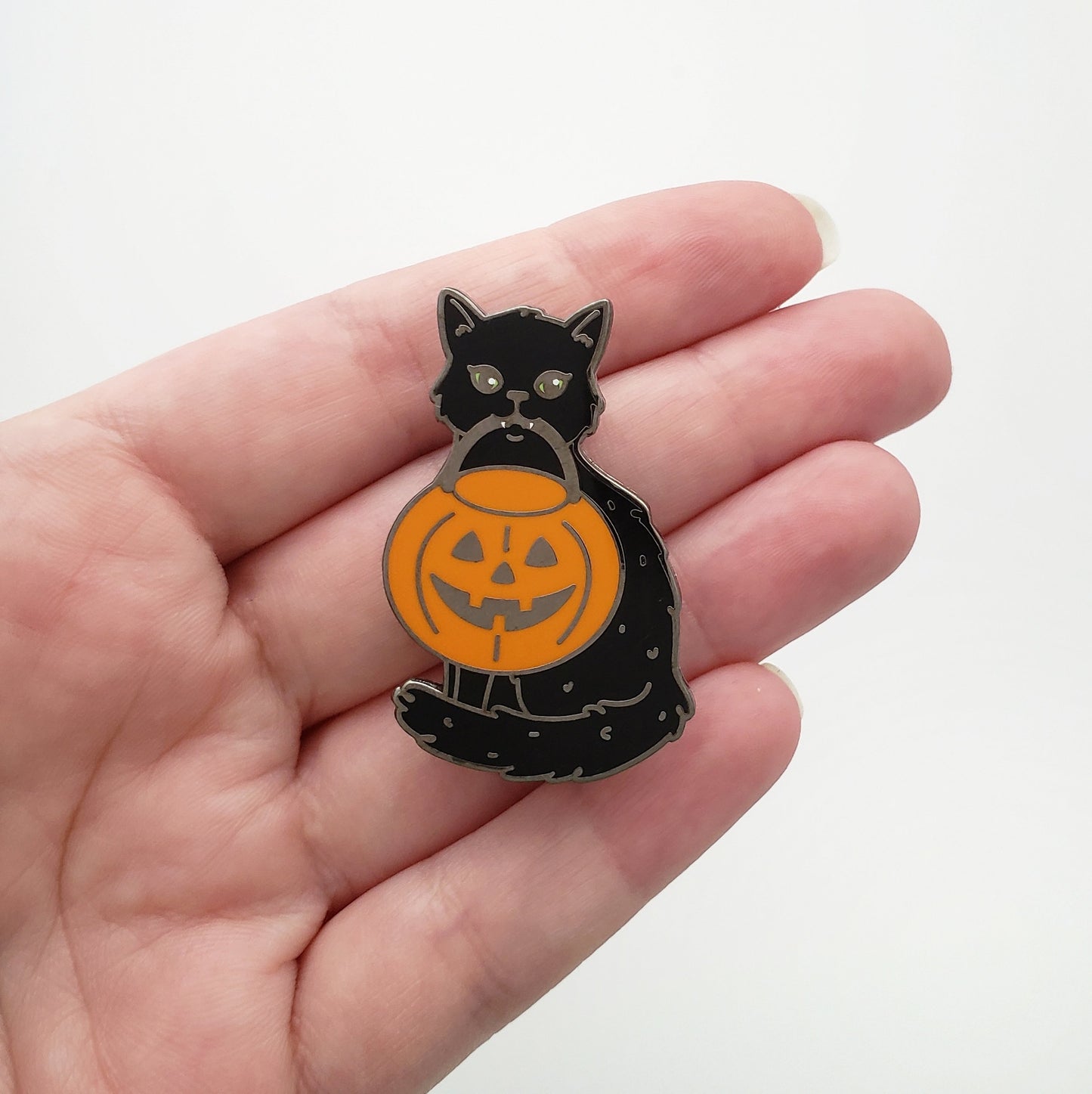 Trick-or-Treat Kitty enamel pin // Halloween pin