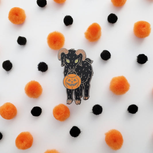 Trick-or-Treat Goat enamel pin // halloween pin