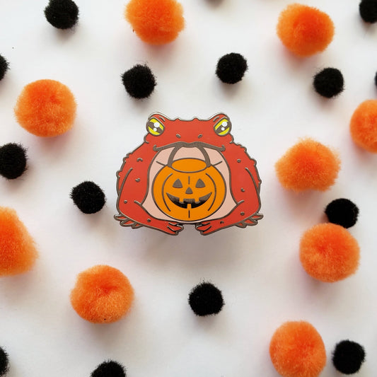 Trick-or-Treat Toad enamel pin // Halloween pin