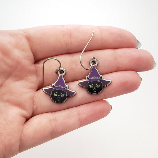 Witch Kitty dangle earrings