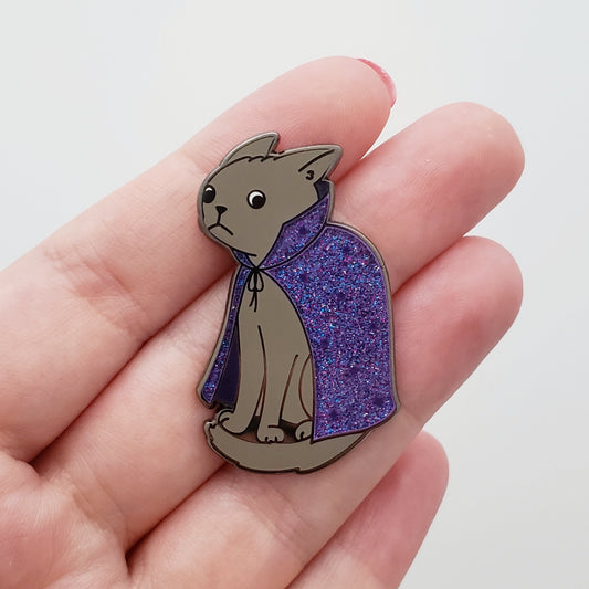 Wary Wizard Kitty enamel pin